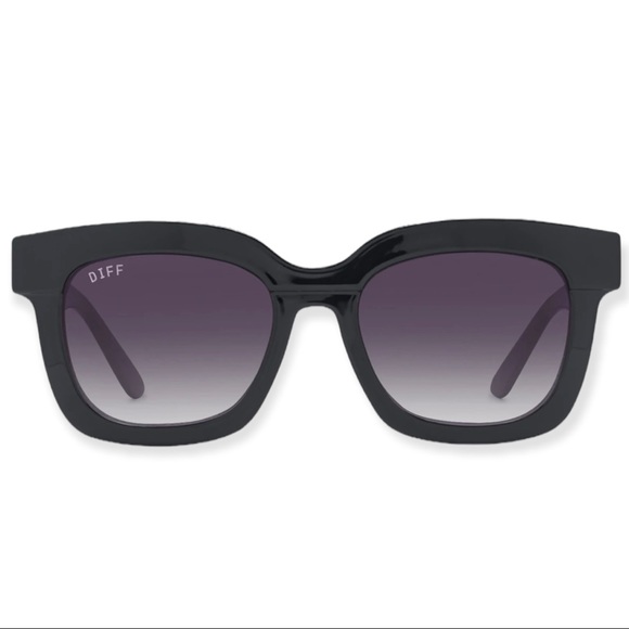 DIFF Makay Sunglasses Black Frames Grey Gradient Lenses Square Oversized - Picture 8 of 8